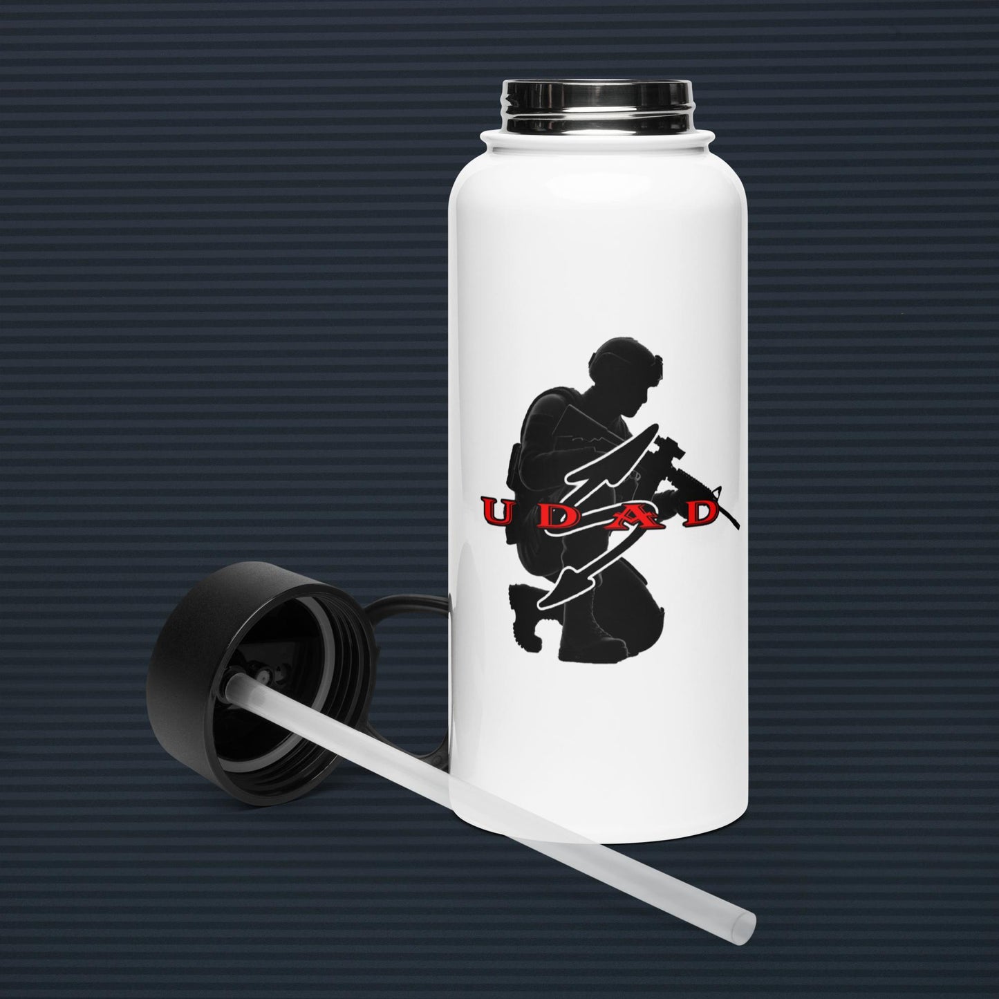 Stainless steel water bottle with a straw lid